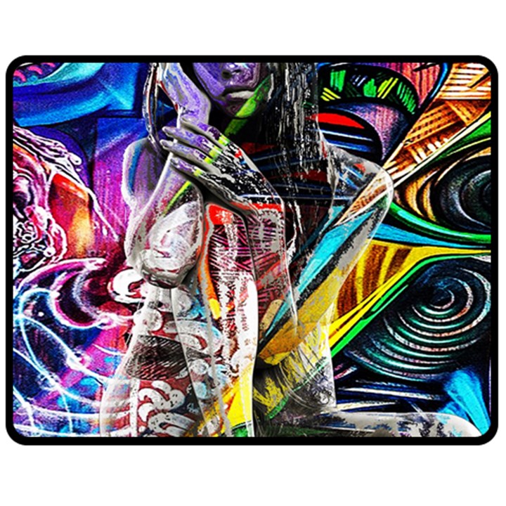 Graffiti girl Double Sided Fleece Blanket (Medium) 