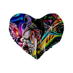 Graffiti Girl Standard 16  Premium Flano Heart Shape Cushions