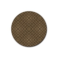 Wooden Ornamented Pattern Rubber Round Coaster (4 Pack)  by dflcprints