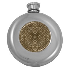 Wooden Ornamented Pattern Round Hip Flask (5 Oz)