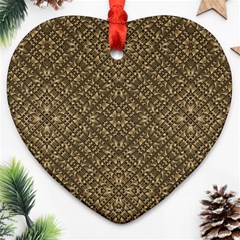 Wooden Ornamented Pattern Heart Ornament (two Sides) by dflcprints