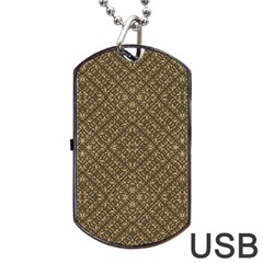 Wooden Ornamented Pattern Dog Tag Usb Flash (one Side)