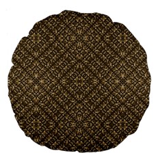 Wooden Ornamented Pattern Large 18  Premium Flano Round Cushions