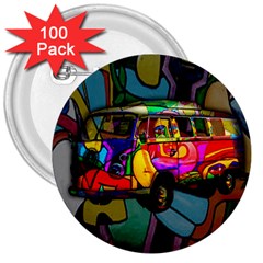 Hippie Van  3  Buttons (100 Pack) 