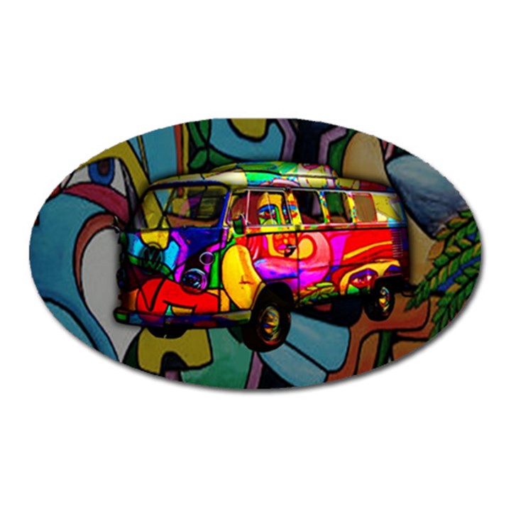 Hippie van  Oval Magnet