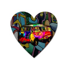 Hippie Van  Heart Magnet