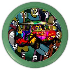 Hippie Van  Color Wall Clocks by Valentinaart