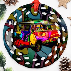 Hippie Van  Ornament (round Filigree)