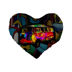 Hippie Van  Standard 16  Premium Heart Shape Cushions