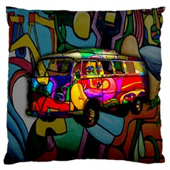 Hippie Van  Large Flano Cushion Case (one Side)