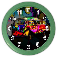 Hippie Van  Color Wall Clocks by Valentinaart