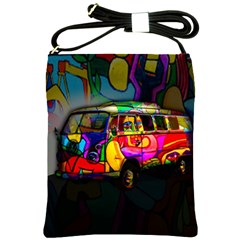 Hippie Van  Shoulder Sling Bags by Valentinaart