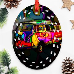 Hippie Van  Oval Filigree Ornament (two Sides)