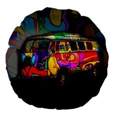 Hippie Van  Large 18  Premium Round Cushions by Valentinaart