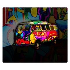 Hippie Van  Double Sided Flano Blanket (small) 