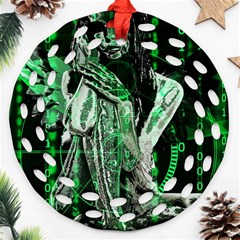 Cyber angel Round Filigree Ornament (Two Sides)