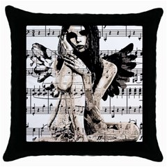 Vintage Angel Throw Pillow Case (black) by Valentinaart