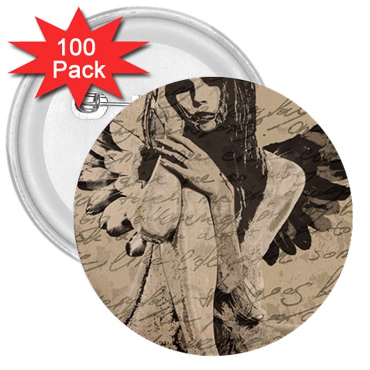 Vintage angel 3  Buttons (100 pack) 