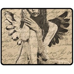 Vintage Angel Double Sided Fleece Blanket (medium)  by Valentinaart