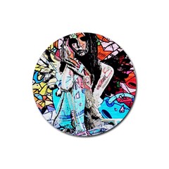 Graffiti Angel Rubber Round Coaster (4 Pack)  by Valentinaart