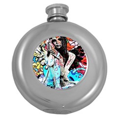 Graffiti Angel Round Hip Flask (5 Oz) by Valentinaart