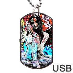 Graffiti Angel Dog Tag Usb Flash (one Side) by Valentinaart