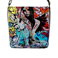 Graffiti Angel Flap Messenger Bag (l)  by Valentinaart