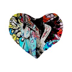 Graffiti Angel Standard 16  Premium Flano Heart Shape Cushions by Valentinaart