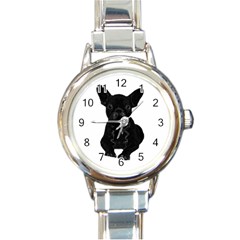 Bulldog Round Italian Charm Watch by Valentinaart