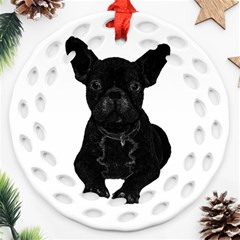 Bulldog Round Filigree Ornament (two Sides)