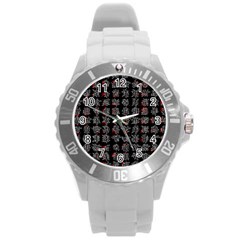 Chinese Characters Round Plastic Sport Watch (l) by Valentinaart