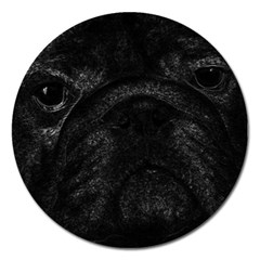 Black Bulldog Magnet 5  (round) by Valentinaart