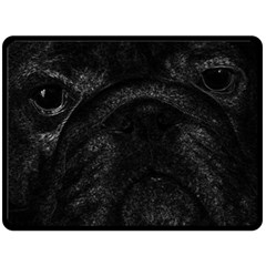 Black Bulldog Fleece Blanket (large)  by Valentinaart