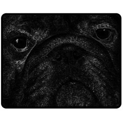 Black Bulldog Fleece Blanket (medium)  by Valentinaart