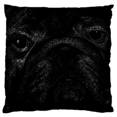 Black Bulldog Large Flano Cushion Case (two Sides) by Valentinaart