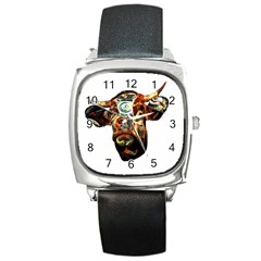 Artistic Cow Square Metal Watch by Valentinaart