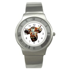 Artistic Cow Stainless Steel Watch by Valentinaart