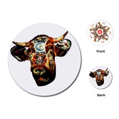 Artistic Cow Playing Cards (round)  by Valentinaart