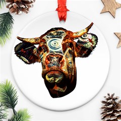 Artistic Cow Round Ornament (two Sides)