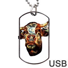 Artistic Cow Dog Tag Usb Flash (two Sides) by Valentinaart