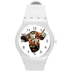 Artistic Cow Round Plastic Sport Watch (m) by Valentinaart