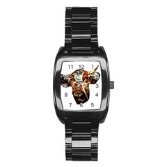 Artistic Cow Stainless Steel Barrel Watch by Valentinaart