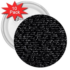 Handwriting  3  Buttons (10 Pack) 