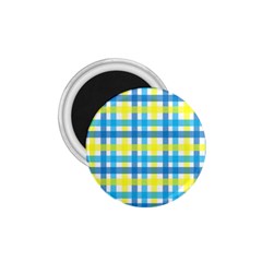 Gingham Plaid Yellow Aqua Blue 1 75  Magnets by Simbadda