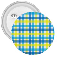 Gingham Plaid Yellow Aqua Blue 3  Buttons by Simbadda