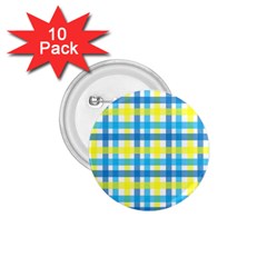 Gingham Plaid Yellow Aqua Blue 1 75  Buttons (10 Pack) by Simbadda