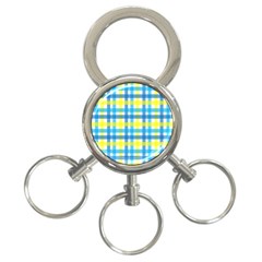 Gingham Plaid Yellow Aqua Blue 3-ring Key Chains by Simbadda