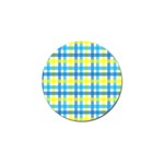 Gingham Plaid Yellow Aqua Blue Golf Ball Marker (4 pack) Front