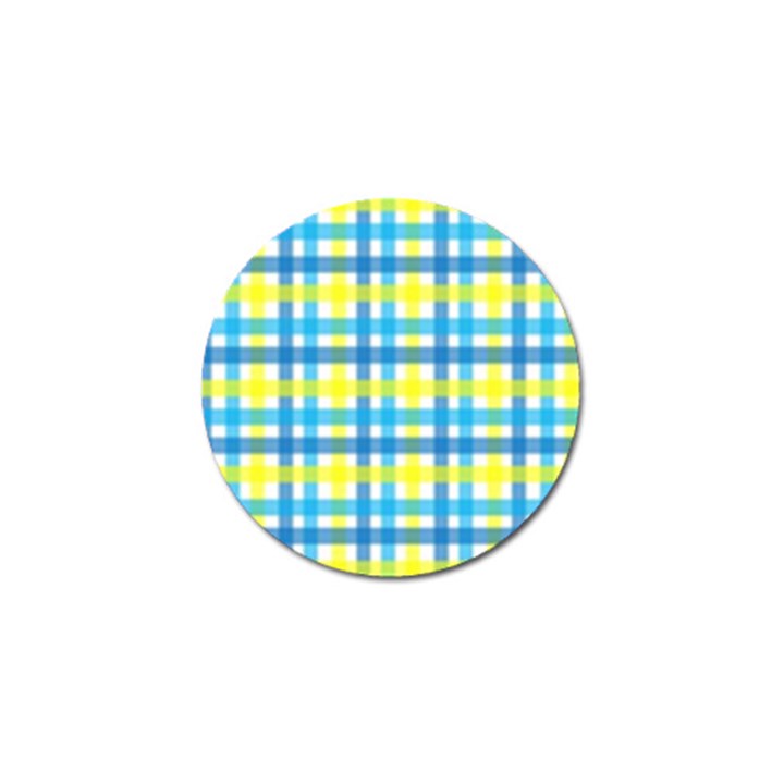 Gingham Plaid Yellow Aqua Blue Golf Ball Marker (4 pack)