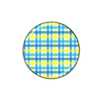 Gingham Plaid Yellow Aqua Blue Hat Clip Ball Marker (10 pack) Front